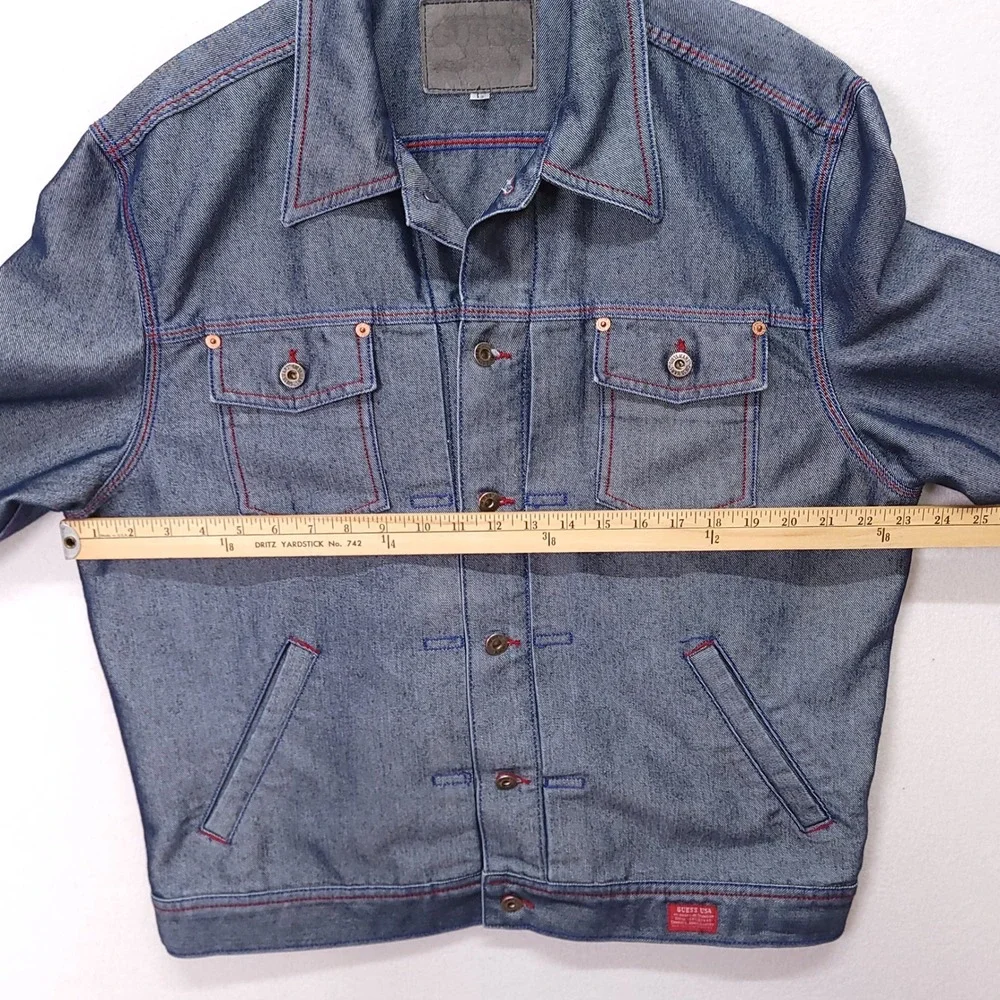 Vintage Guess USA American Tradition Denim Jacket Blue Contrast‎ Stitch Mens L